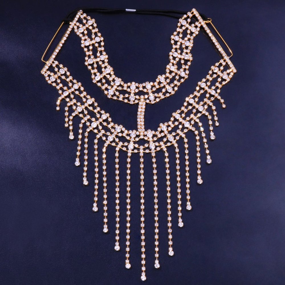 Rhinestone Crystal Tassel Mask Women Face Jewelry Halloween Accessories - Picture 4 of 6